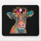 Koe Hoofd Gezichtskleurige Waterverf | Koe Giften Muismat (Voorkant)