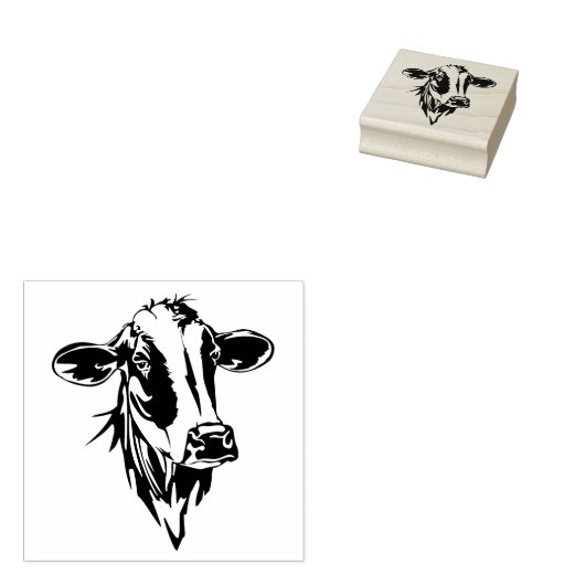 Koe Hoofd Rubberstempel (Gestempeld)