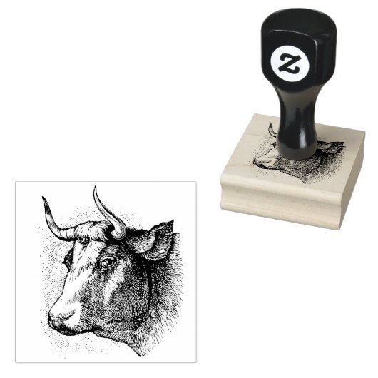  Koe hoofd Rubberstempel (Gestempeld)