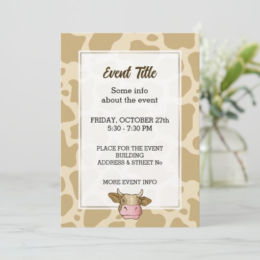 Koe Hoofd Uitnodiging (Staand voorkant)