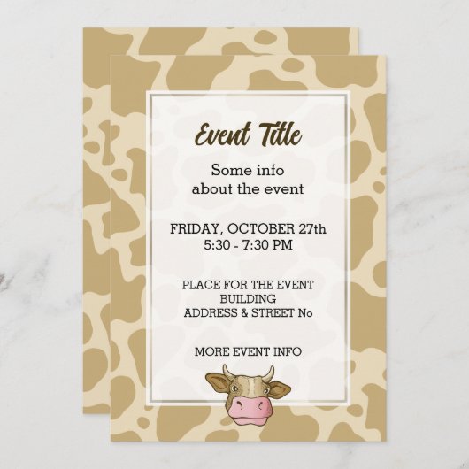 Koe Hoofd Uitnodiging (Voorkant / Achterkant)