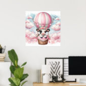 Koe Hot Air Balloon Meisje Poster (Thuiskantoor)