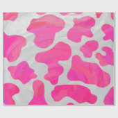 Koe Hot Pink en White Print Cadeaupapier (Vlak)