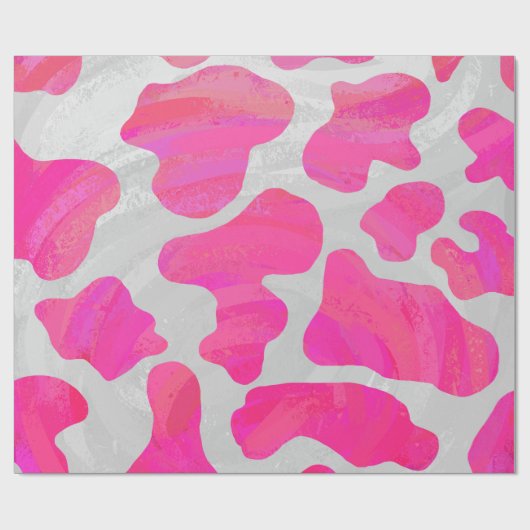 Koe Hot Pink en White Print Cadeaupapier (Vlak)