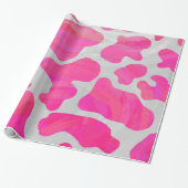 Koe Hot Pink en White Print Cadeaupapier (Uitgerold)
