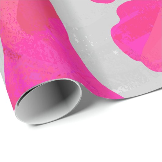 Koe Hot Pink en White Print Cadeaupapier (Rol Hoek)