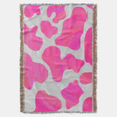 Koe Hot Pink en White Print Deken (Voorkant Verticaal)