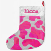 Koe Hot Pink en White Print Grote Kerstsok (Achterkant)