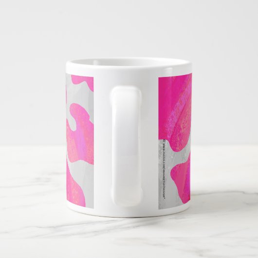Koe Hot Pink en White Print Grote Koffiekop (Achterkant)