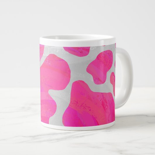 Koe Hot Pink en White Print Grote Koffiekop (Voorkant rechts)