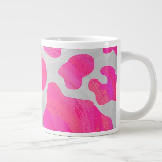 Koe Hot Pink en White Print Grote Koffiekop (Rechts)