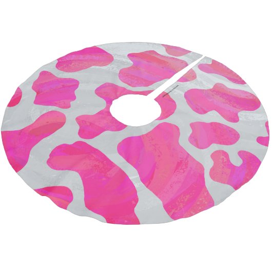 Koe Hot Pink en White Print Kerstboom Rok (Gekanteld)