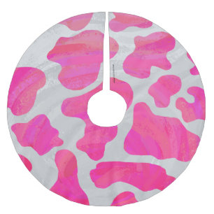 Koe Hot Pink en White Print Kerstboom Rok