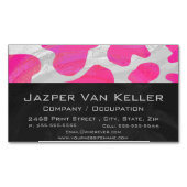 Koe Hot Pink en White Print Magnetisch Visitekaartje (Voorkant)