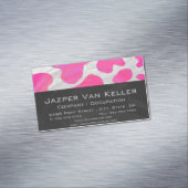 Koe Hot Pink en White Print Magnetisch Visitekaartje (Voorbeeld)