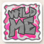 Koe Hot Pink en White Print Onderzetter (Voorkant)