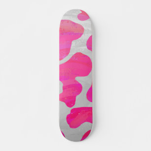 Koe Hot Pink en White Print Persoonlijk Skateboard