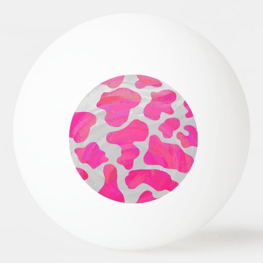Koe Hot Pink en White Print Pingpongbal (Voorkant)