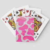Koe Hot Pink en White Print Pokerkaarten (Achterkant)
