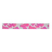 Koe Hot Pink en White Print Satijnen Lint (Voorkant)