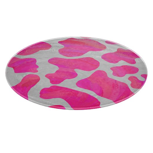 Koe Hot Pink en White Print Snijplank (Hoek)