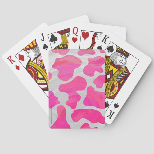 Koe Hot Pink en White Print Speelkaarten (Achterkant)