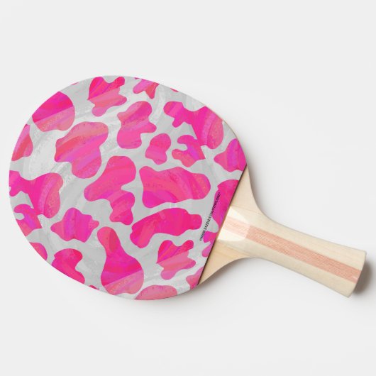 Koe Hot Pink en White Print Tafeltennisbatje (Zijkant)