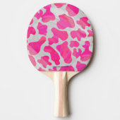Koe Hot Pink en White Print Tafeltennisbatje (Voorkant)