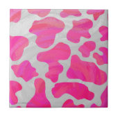Koe Hot Pink en White Print Tegeltje (Voorkant)