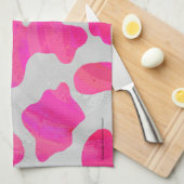 Koe Hot Pink en White Print Theedoek (Quarter Fold)