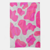 Koe Hot Pink en White Print Theedoek (Verticaal)