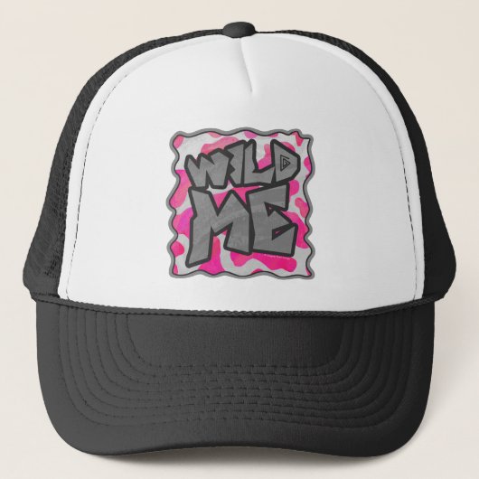 Koe Hot Pink en White Print Trucker Pet (Voorkant)