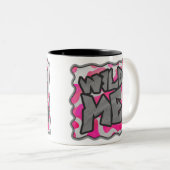 Koe Hot Pink en White Print Tweekleurige Koffiemok (Voorkant rechts)