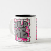 Koe Hot Pink en White Print Tweekleurige Koffiemok (Voorkant links)
