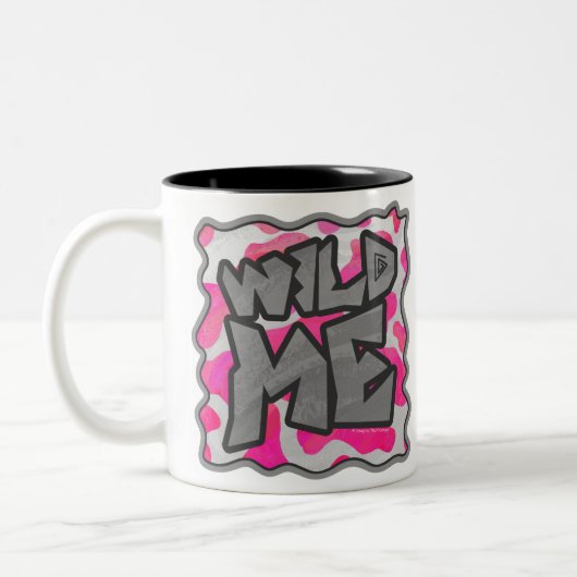 Koe Hot Pink en White Print Tweekleurige Koffiemok (Links)