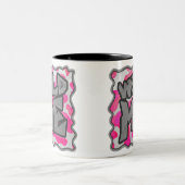 Koe Hot Pink en White Print Tweekleurige Koffiemok (Center)