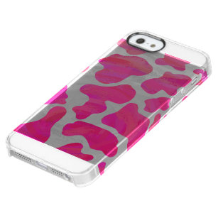 Koe Hot Pink en White Print Doorzichtig iPhone SE/5/5s Hoesje