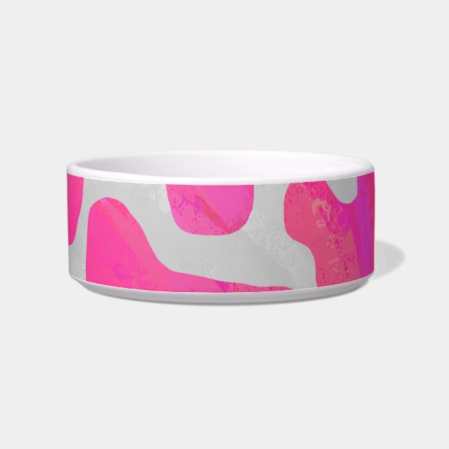 Koe Hot Pink en White Print Voerbakje (Rechts)
