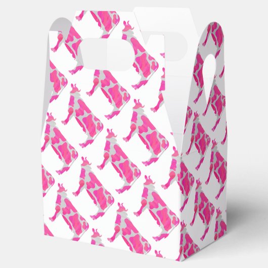 Koe Hot Pink en White Silhouette Bedankdoosjes (Geopend)