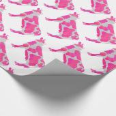 Koe Hot Pink en White Silhouette Cadeaupapier (Hoek)