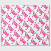Koe Hot Pink en White Silhouette Cadeaupapier (Vlak)