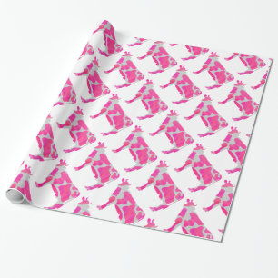Koe Hot Pink en White Silhouette Cadeaupapier