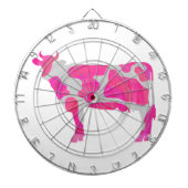 Koe Hot Pink en White Silhouette Dartbord (Voorkant)