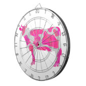 Koe Hot Pink en White Silhouette Dartbord (Voorkant Rechts)