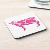 Koe Hot Pink en White Silhouette Drankjes Onderzetter (Linkerzijde)