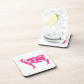 Koe Hot Pink en White Silhouette Drankjes Onderzetter (Rechterzijde)