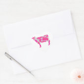 Koe Hot Pink en White Silhouette Hart Sticker (Envelop)