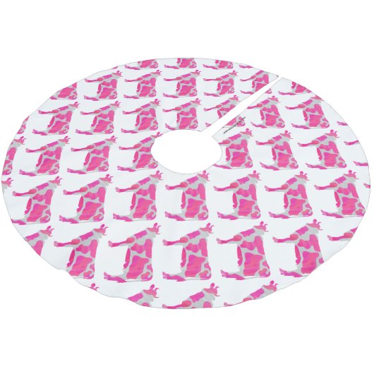 Koe Hot Pink en White Silhouette Kerstboom Rok (Gekanteld)