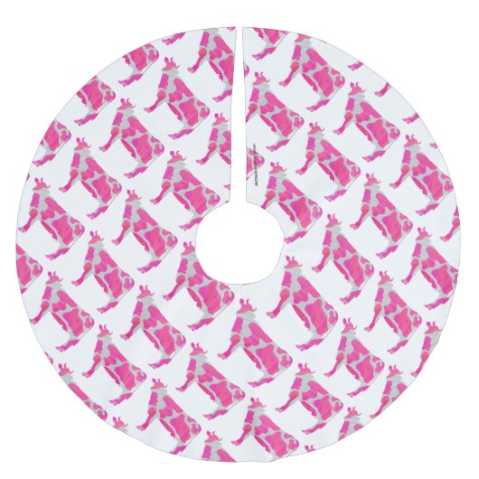 Koe Hot Pink en White Silhouette Kerstboom Rok (Voorkant)