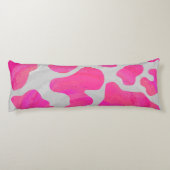 Koe Hot Pink en White Silhouette Lichaamskussen (Achterkant)